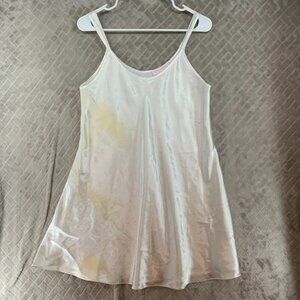 Oscar De la Renta Womens M Nightgown White Short Mini Shiny Satin Slippery Tank